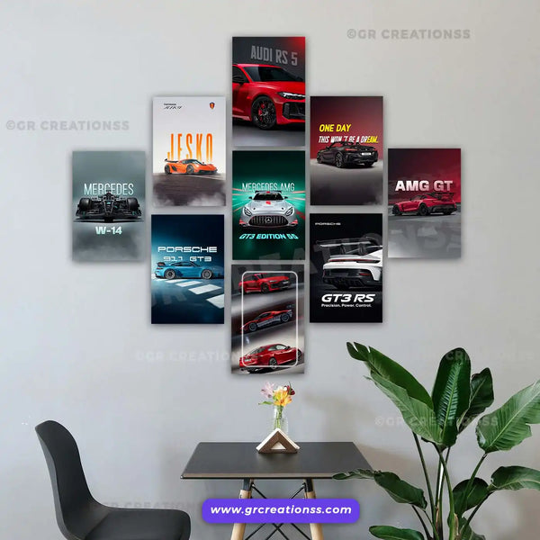 Car wall Poster for Car Lovers | Premium Wall Art Print | Set-01 (9pics)