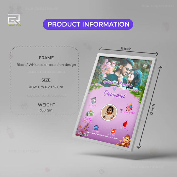 New born baby birthframe pink theme