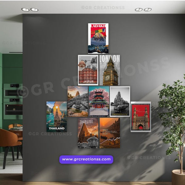 Travel - wall posters- GR CREATIONSS-Set -03 (10 pics)| Home decor | Adventure posters