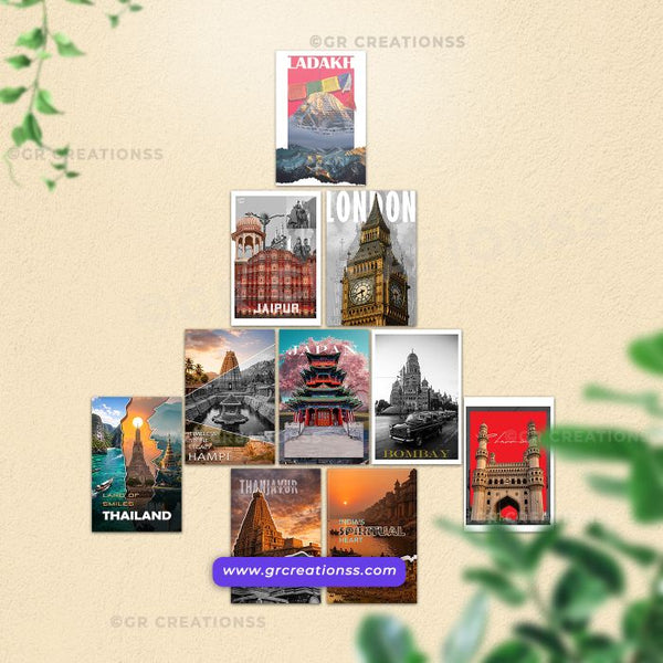 Travel - wall posters- GR CREATIONSS-Set -03 (10 pics)| Home decor | Adventure posters