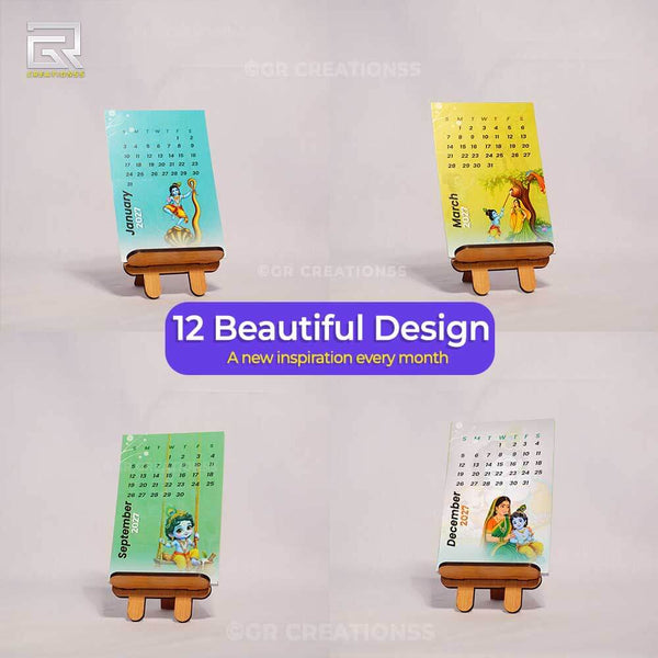 Elegant Lord Krishnatheme Table Calendar 2027 Online | GR CREATIONSS
