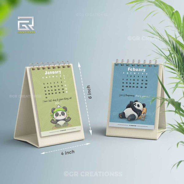 Cute Panda cartoon theme Table Calendar 2027 Online | GR CREATIONSS