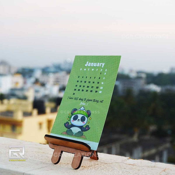 Cute Panda cartoon theme Table Calendar 2027 Online | GR CREATIONSS