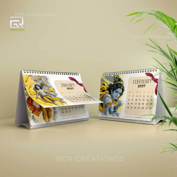 Elegant Lord Krishnatheme Table Calendar 2027 Online | GR CREATIONSS
