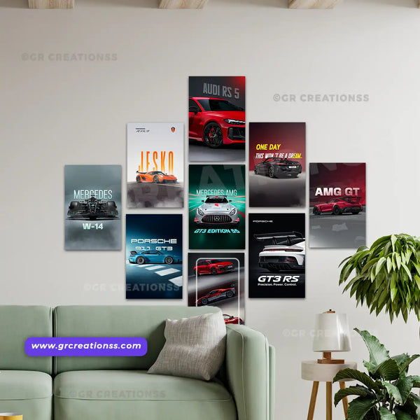 Car wall Poster for Car Lovers | Premium Wall Art Print | Set-01 (9pics)