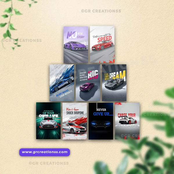 Car wall Poster for Car Lovers | Premium Wall Art Print | Set-02 (9pics)