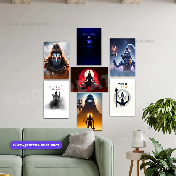 God mahadeva Wall Poster | Premium Devotional Wall Art| Set 01 -7pics