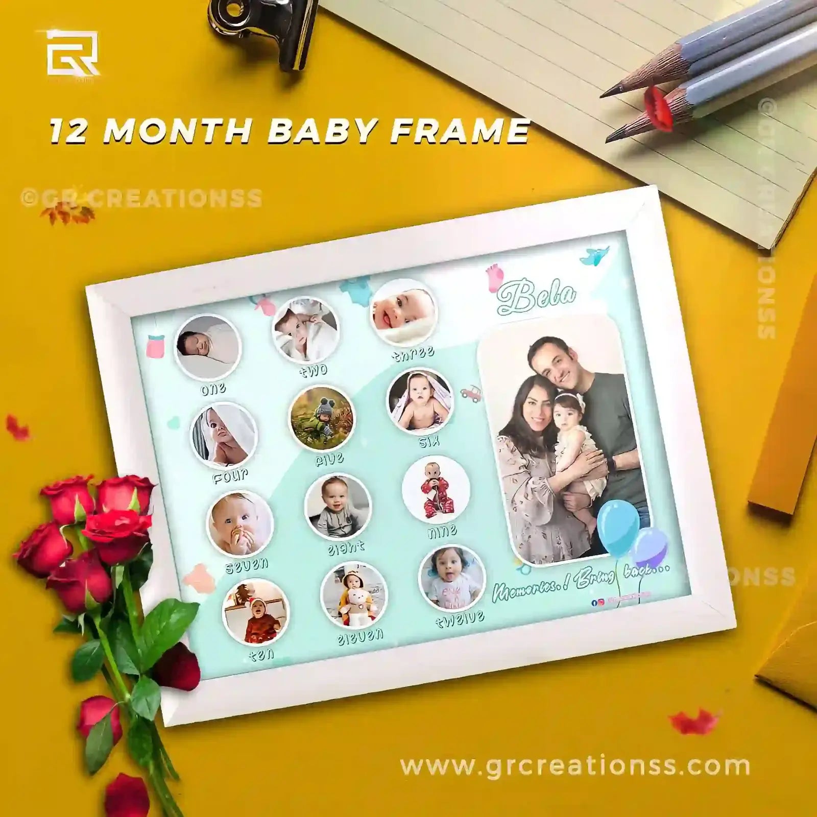 One Year Picframe One year baby photo frame – GR CREATIONSS