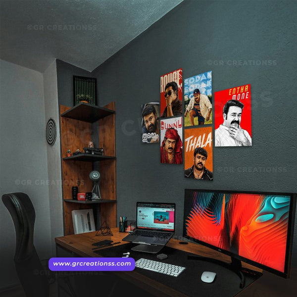 Mohanlal - Aesthetic - wall posters- GR CREATIONSS-Set -02 (6 pics)| Home decor |Lalettan posters