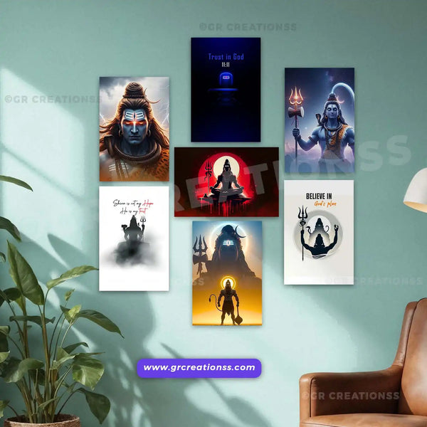 God mahadeva Wall Poster | Premium Devotional Wall Art| Set 01 -7pics