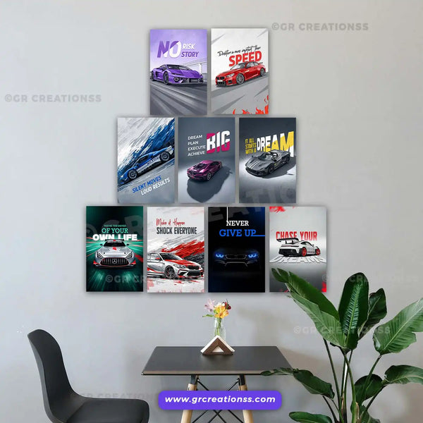 Car wall Poster for Car Lovers | Premium Wall Art Print | Set-02 (9pics)