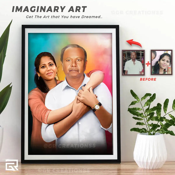 father and daughter imaginary art painting
