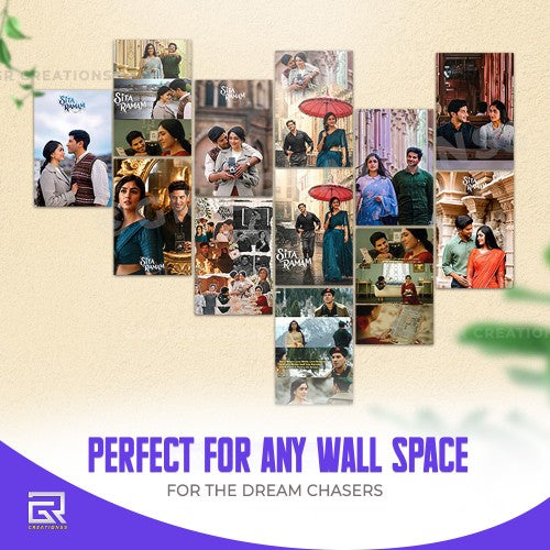 Sita Ramam - wall posters- GR CREATIONSS-Set -03 (12 pics)| Home decor |Romantic Telugu movie posters
