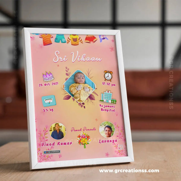 Personalized Baby birthframe | A Memory for Life time