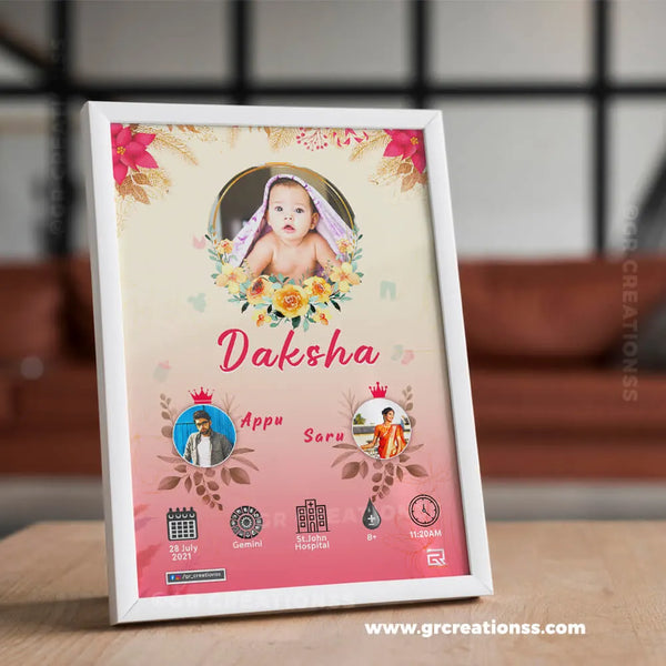 Personalized Baby birthframe | A Memory for Life time