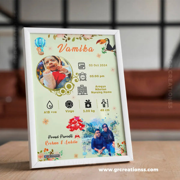 Personalized Baby birthframe | A Memory for Life time