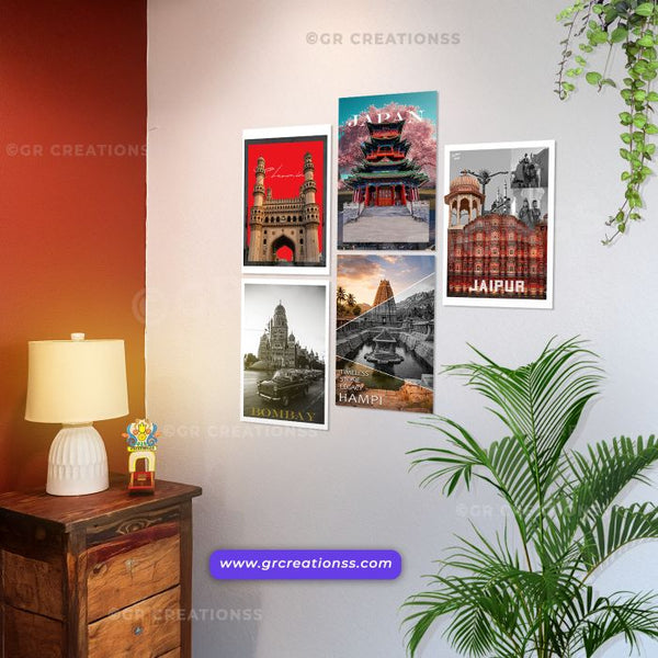 Travel - wall posters- GR CREATIONSS-Set -02 (5 pics)| Home decor | Adventure posters
