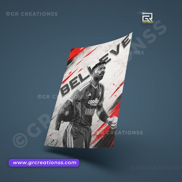 Hardik Pandya -Believe - wall posters- GR CREATIONSS-03 | Home decor |Hitter - Cricketposters