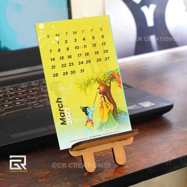 Elegant Lord Krishnatheme Table Calendar 2027 Online | GR CREATIONSS