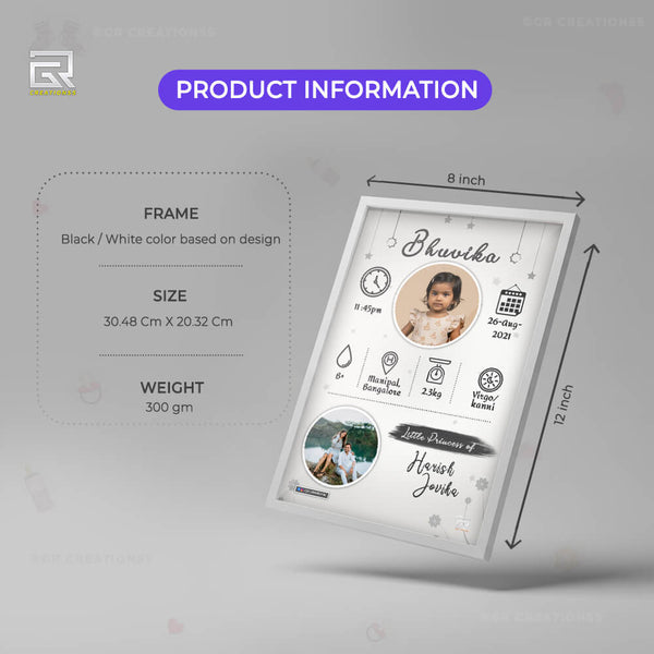 Personalized new baby born frame online A4