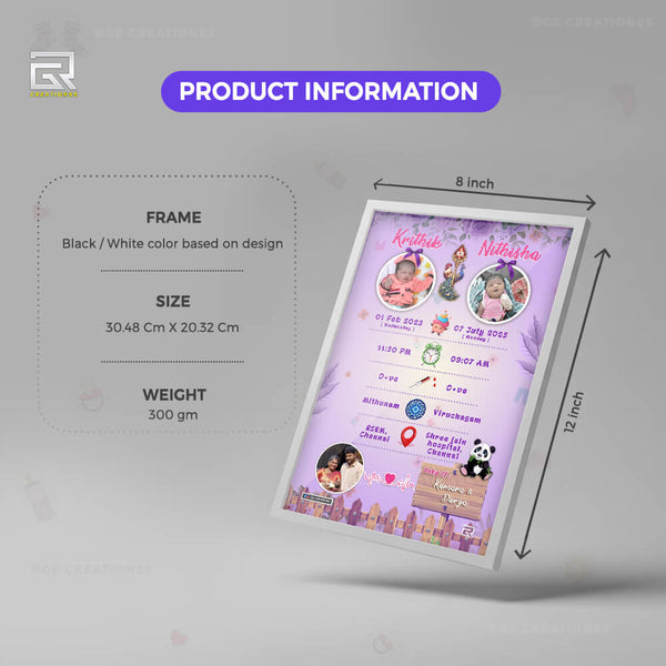 Twins baby birth frame murugar theme A4