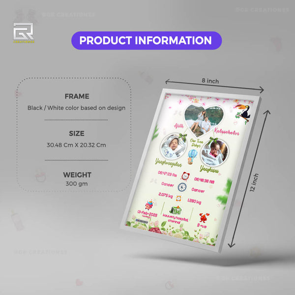 Twins baby born frame grcreationss A3