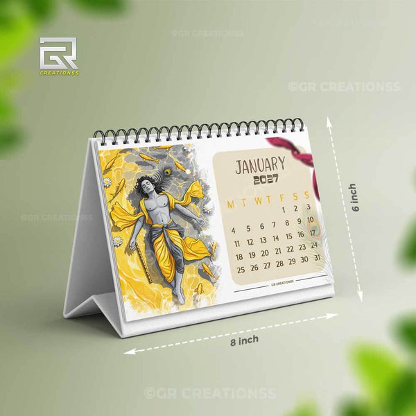 Elegant Lord Krishnatheme Table Calendar 2027 Online | GR CREATIONSS