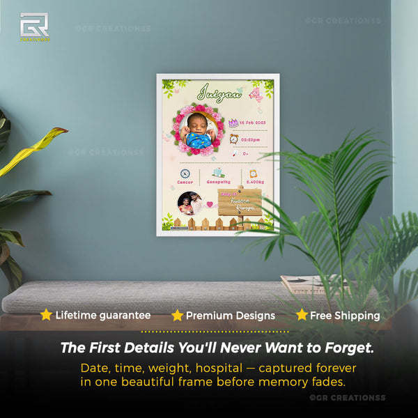 baby birth details frame jungle theme grcreationss