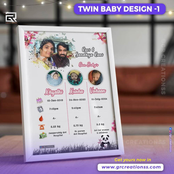  baby details frame for three baby online