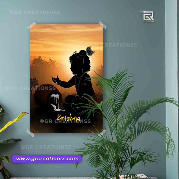 Little krishna wall posters-03 | wall decor | Hindu god wall posters online